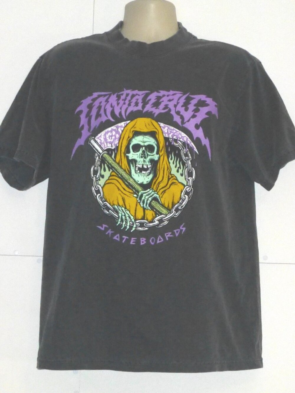 Santa Cruz Skateboards Grim Reaper Men's Graphic T-Shirt Size: Medium Gray